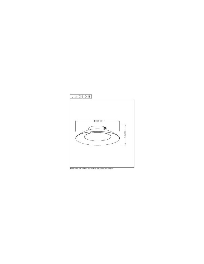 Lucide FOSKAL Plafon Light LED 6W ?21.5cm Black 79177/06/30