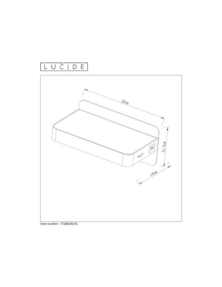 Lucide ATKIN Xall Light LED 5W+USB po 77280/05/31
