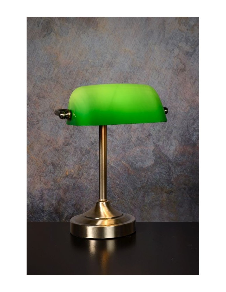 Lucide Banker Lamp E14 W22cm H30cm Glass zielona/ Bronze 17504/01/03