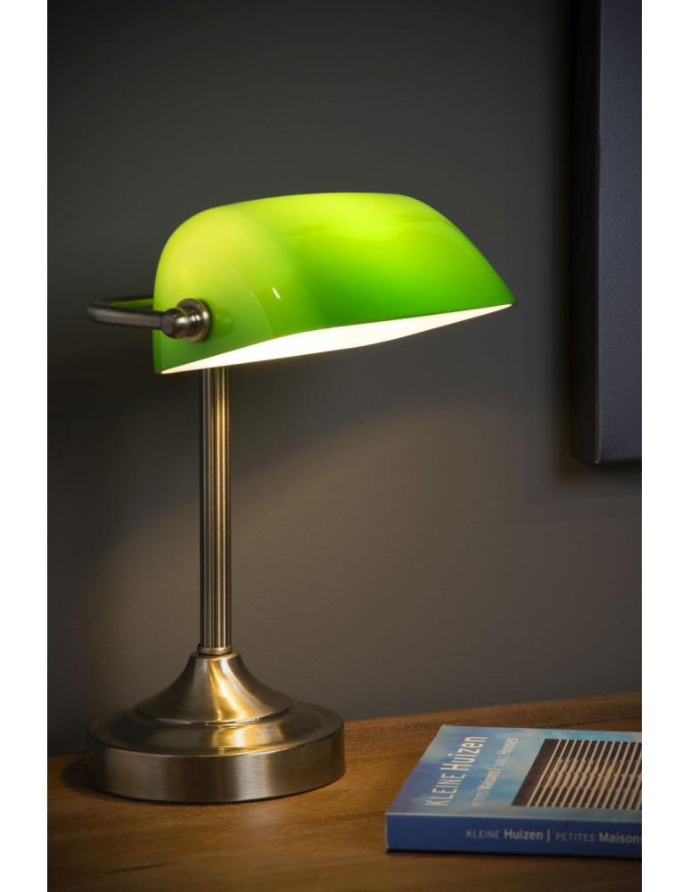 Lucide Banker Lamp E14 W22cm H30cm Glass zielona/ Bronze 17504/01/03