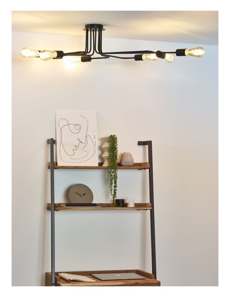 Lucide LESTER Plafon Light 8xE27 150/80/20cm Czarny 21112/08/30