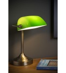 Lampy stołowe do czytania - Lucide Banker Lamp E14 W22cm H30cm Glass zielona/ Bronze 17504/01/03 - produkt 16