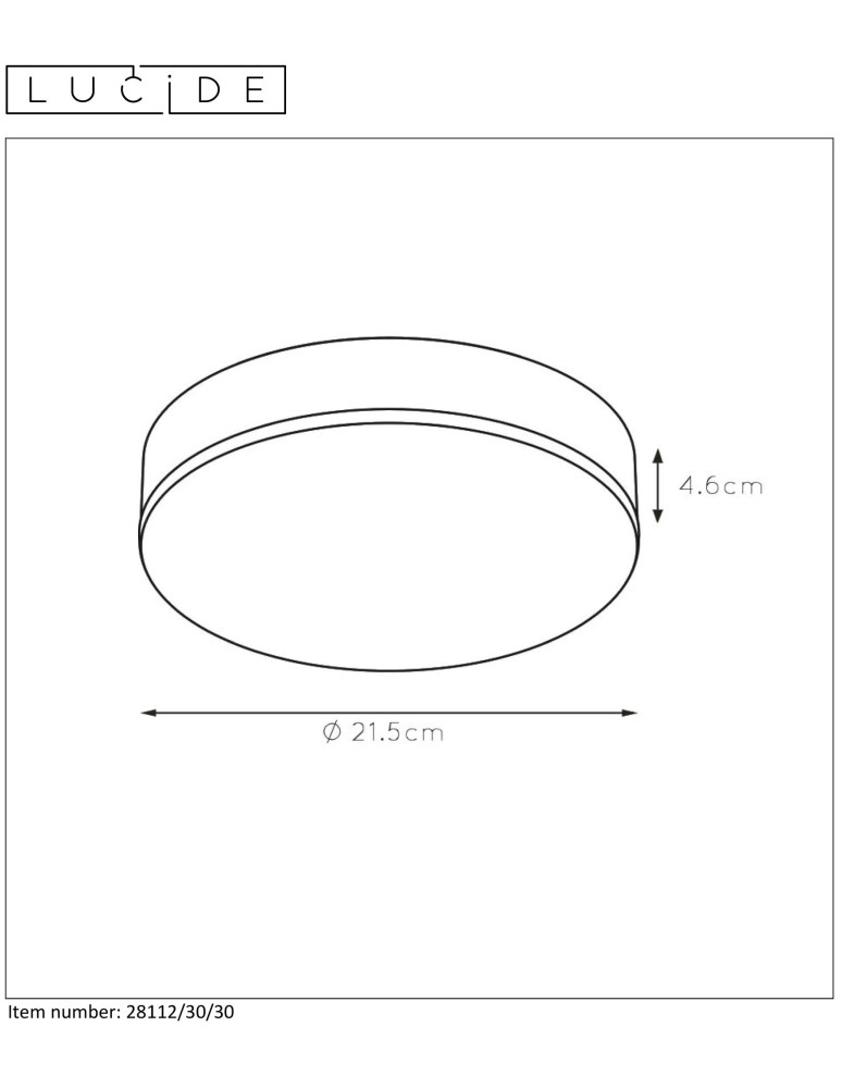 Lucide CERES Plafon LED 30W R21.5cm Czarny 28112/30/30