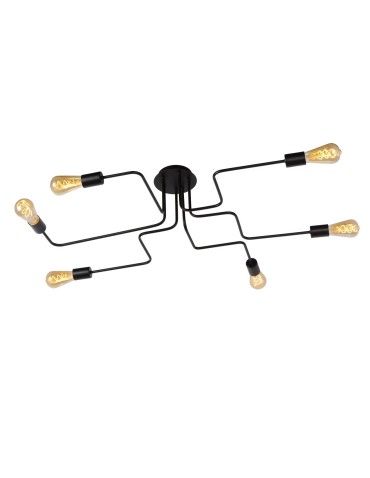 Lucide LESTER Plafon Light 6xE27 100/75/20cm Czarny 21112/06/30