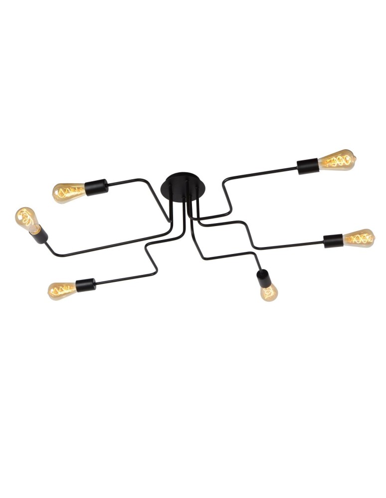 Lampy sufitowe loftowe - industrialne - Lucide LESTER Plafon Light 6xE27 100/75/20cm Czarny 21112/06/30 - produkt kolory-swiatla.pl 1