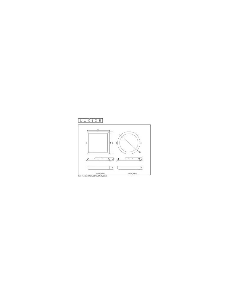 Lucide TENDO-LED Plafon Square 07106/18/31
