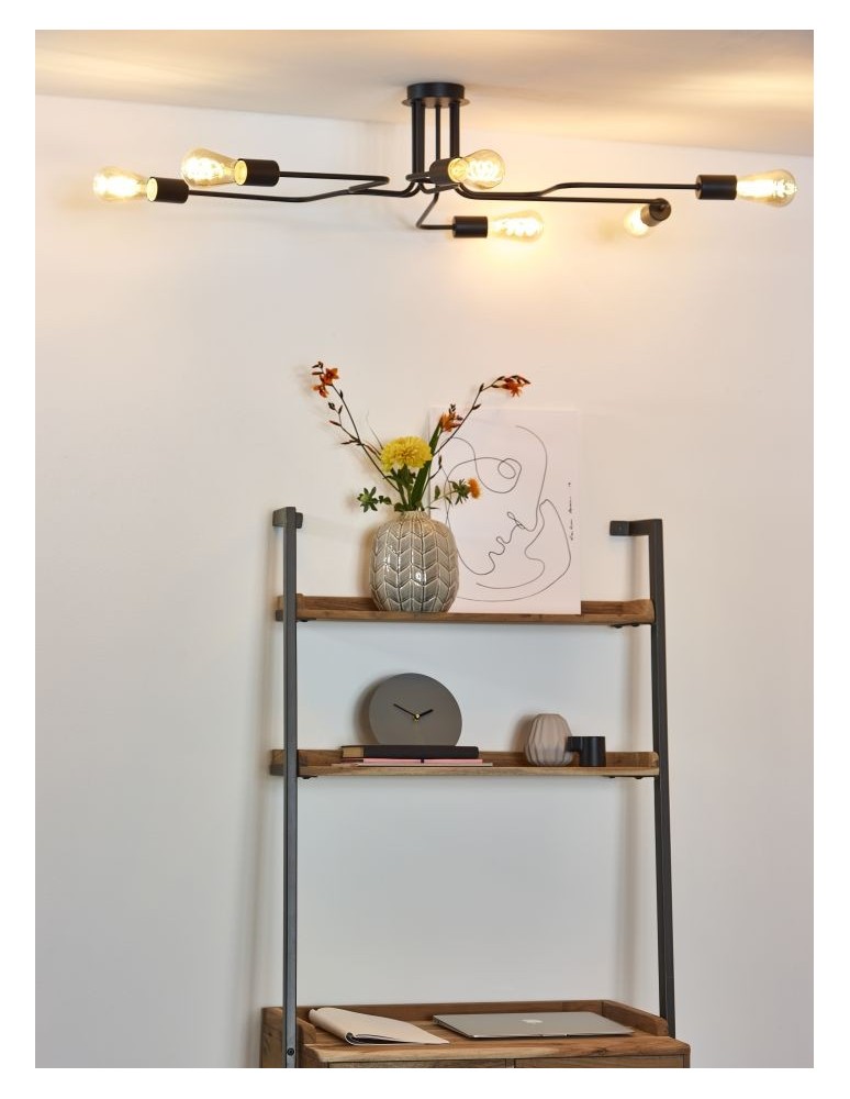Lucide LESTER Plafon Light 6xE27 100/75/20cm Czarny 21112/06/30