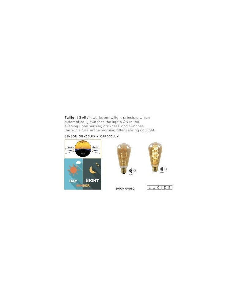 Żarówki Edisona LED E27 230V - Lucide LED Żarówka 1xE27 bursztynowy 49034/04/62 - produkt kolory-swiatla.pl 4