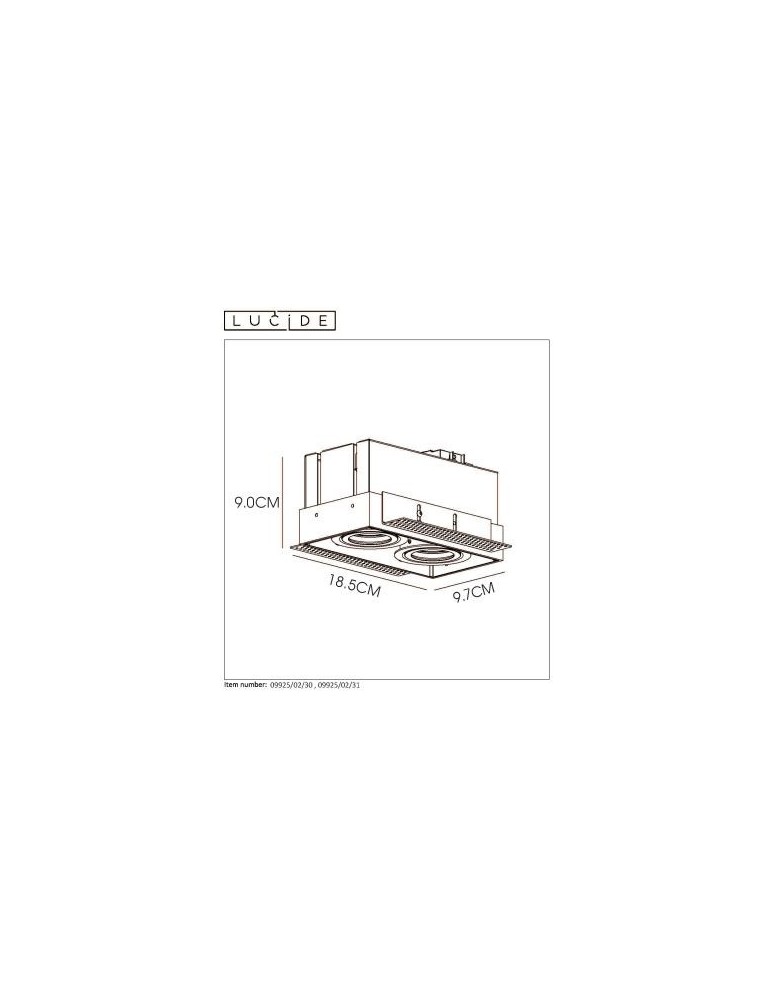 Lucide TRIMLESS Wpust 2xGU10 czarny 09925/02/30
