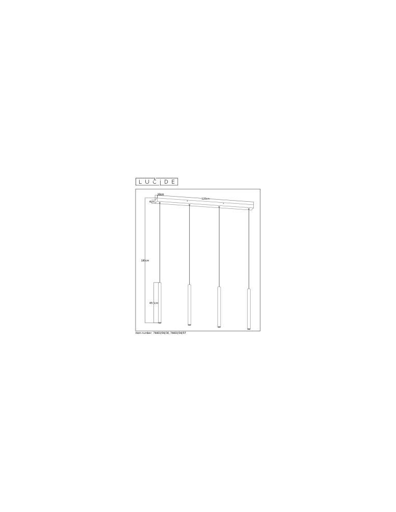 Lucide LORENZ Lampa wisząca 4xE27 czarny 74403/04/30