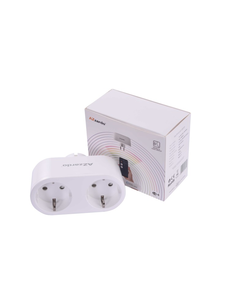 AZZARDO SMART WiFi Podwójne Gniazdo 16A Białe AZ3476 AZZARDO SMART WiFi Podwójne Gniazdo 16A Białe AZ3476