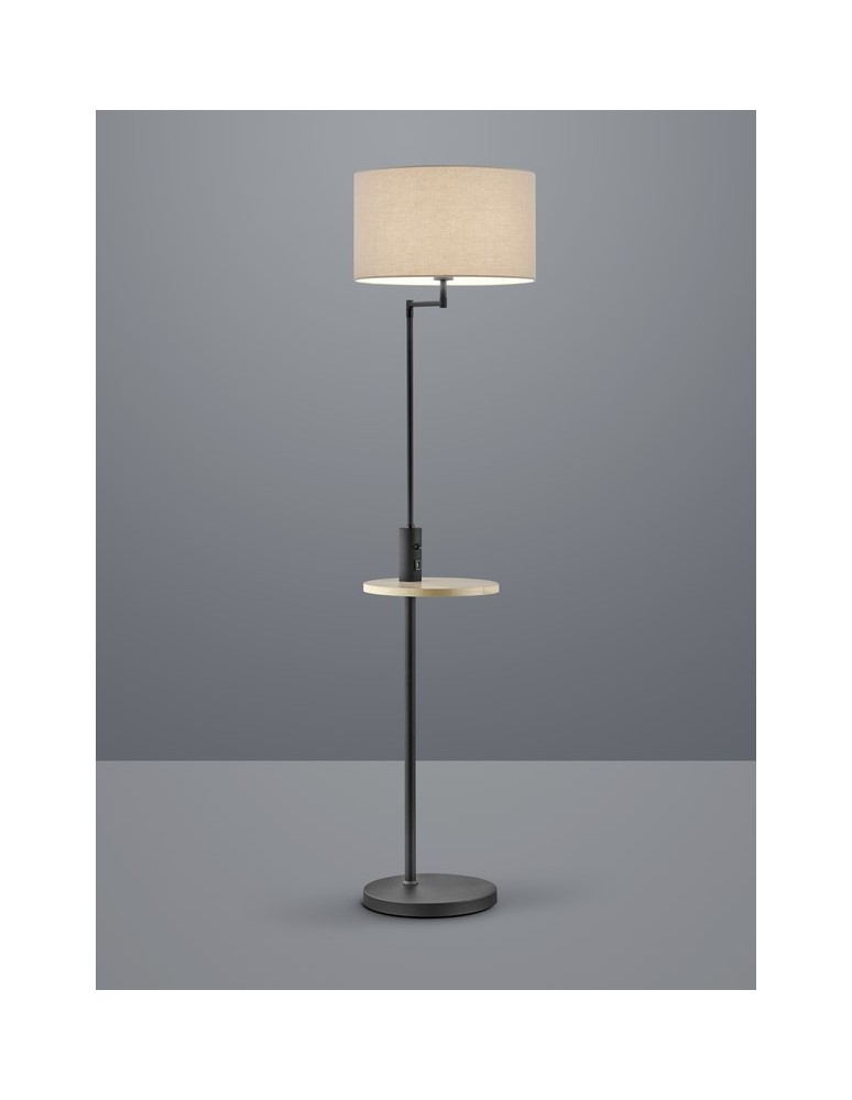 Lampy podłogowe z abażurem - TRIO CLAAS  Podłogowa 1xE27 czarny mat popielaty  400400132 - produkt kolory-swiatla.pl 1