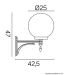 Kinkiety zewnętrzne - SU-MA Kule  E27, 1x60W, 230V K 3012/1/K 250 U - product 4