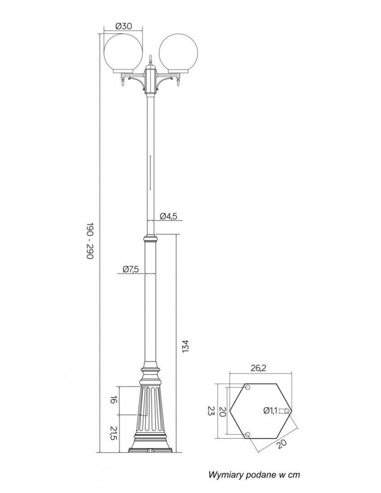 SU-MA Kule  E27, 2x100W, 230V OGMWN 2 300