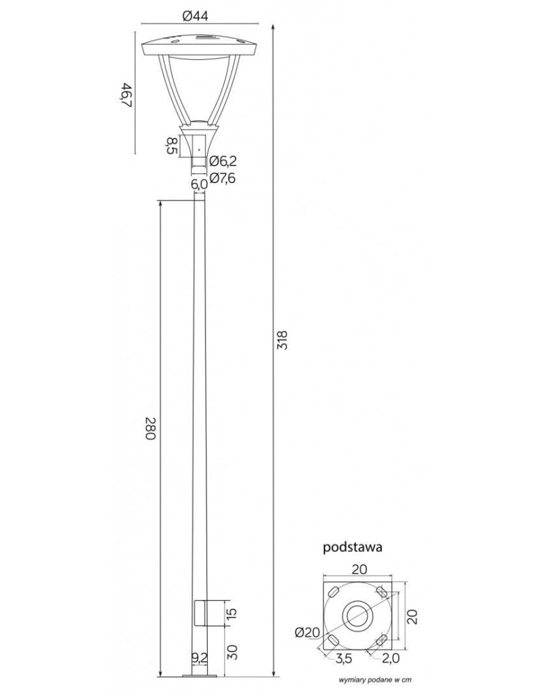 Lampy zewnętrzne latarnie - SU-MA Mars  LED 40W, 230V MLS-LB-22A - product kolory-swiatla.pl 4