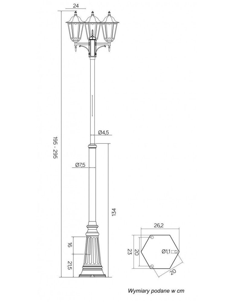 SU-MA Retro Classic  E27, 3x60W, 230V stojąca OGMWN 3