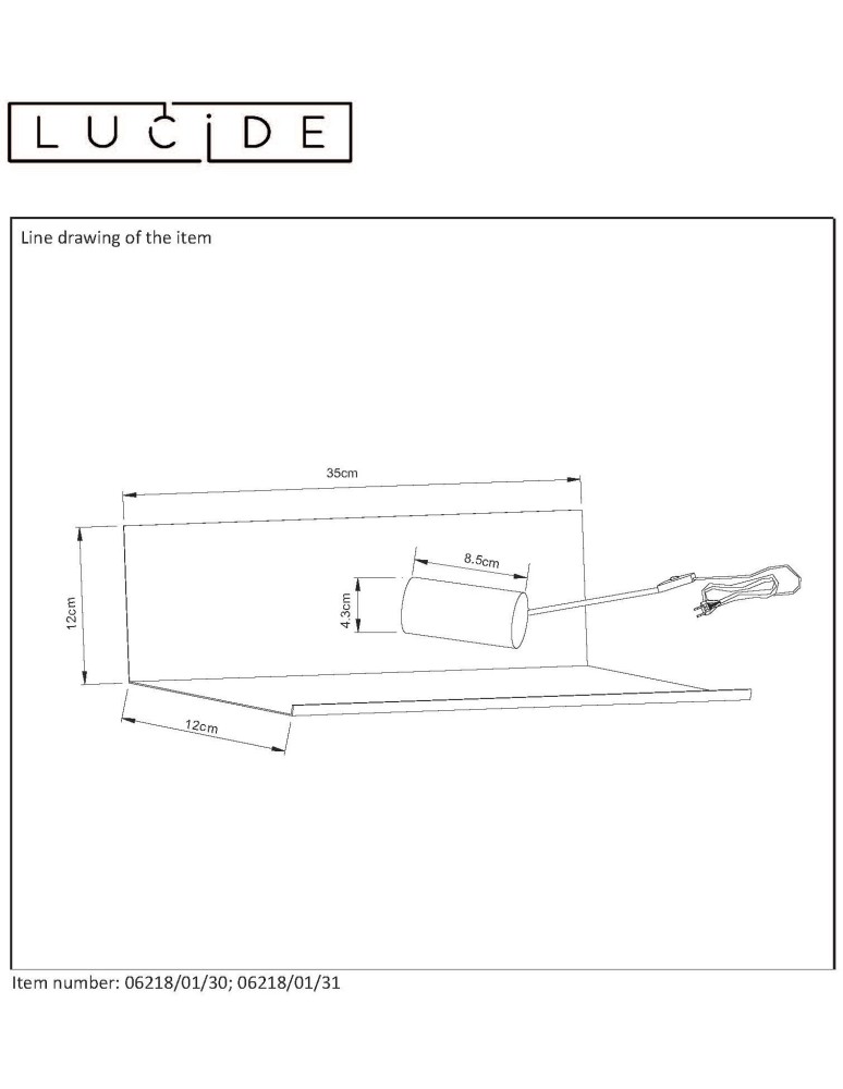 Lucide SEBO Ścienna E27/40W L35 W 06218/01/30
