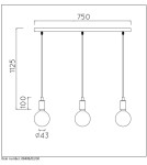 Lampy wiszące potrójne - Lucide FIX MULTIPLE Wisząca 3xE27/60W Czarny 08408/03/30 - produkt 16
