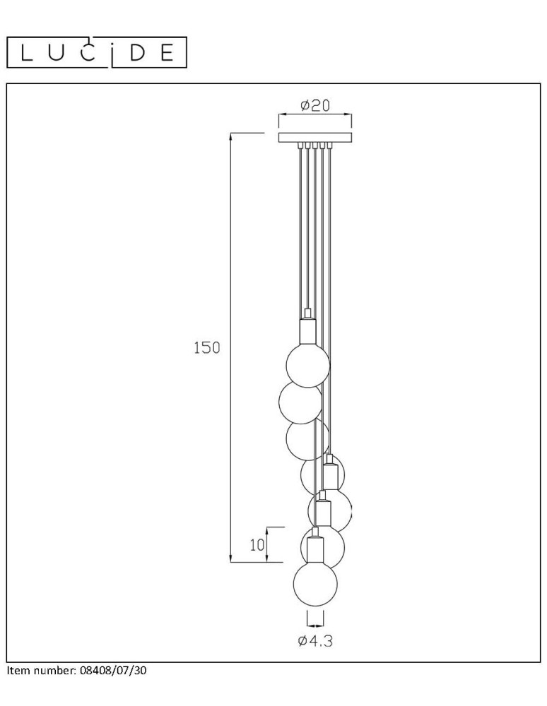 Lucide FIX MULTIPLE Wisząca 7xE27 czarny 08408/07/30
