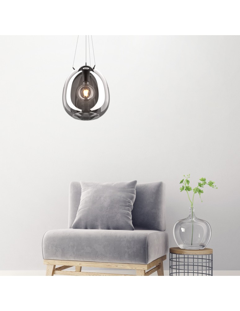 Lampy wiszące szklane - Zuma Line MOON Lampa Wisząca E27 60W P19066B-D38 - produkt kolory-swiatla.pl 3