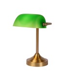 Lampy stołowe do czytania - Lucide Banker Lamp E14 W22cm H30cm Glass zielona/ Bronze 17504/01/03 - produkt 1