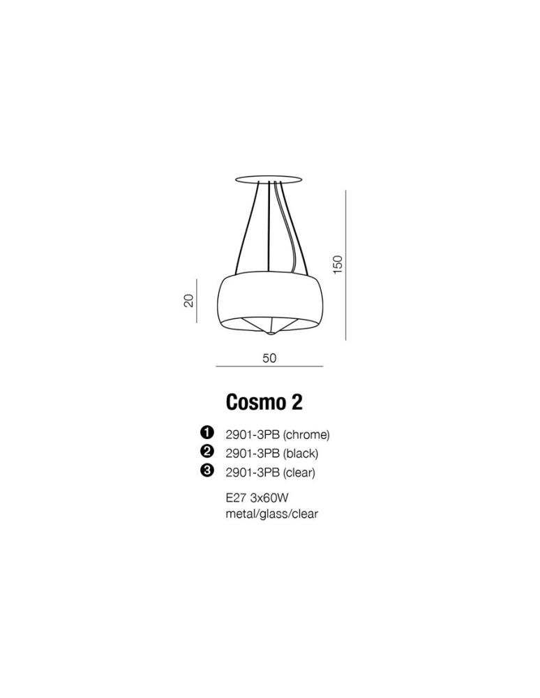 Lampy wiszące - Azzardo COSMO 2 CHROM 3xE27 Wisząca Chrom AZ0844 - product kolory-swiatla.pl 3