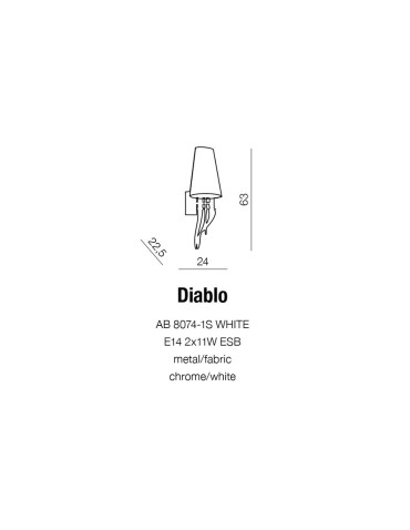 Azzardo DIABLO WHITE WALL 2xE14 Ścienna Biały/Chrom AZ0087 - produkt 2