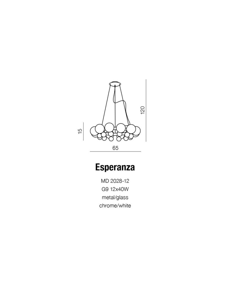 Lampy wiszące - Azzardo ESPERANZA 12xG9 Wisząca Biały/Chrom AZ0095 - produkt kolory-swiatla.pl 3