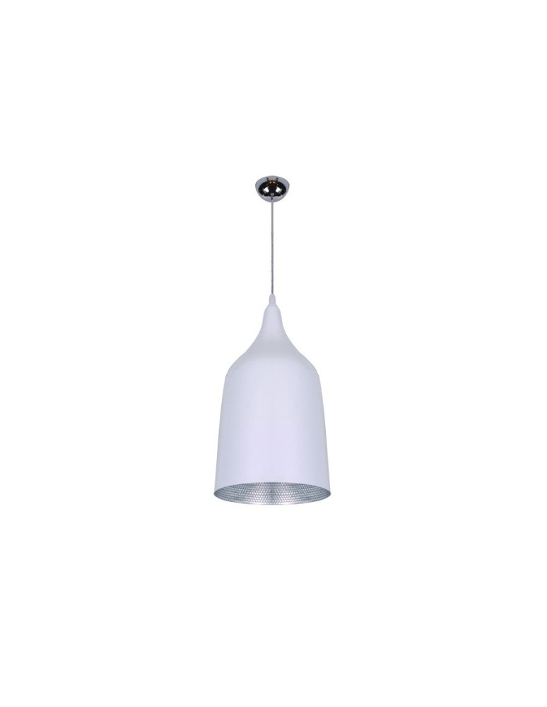 Lampy wiszące - Azzardo FABIO M 1xE27 Wisząca Biały/Srebrny AZ0300 - produkt kolory-swiatla.pl 1