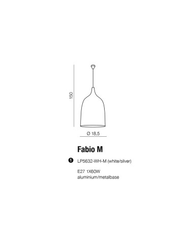 Azzardo FABIO M 1xE27 Wisząca Biały/Srebrny AZ0300 - produkt 2