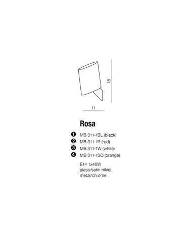 Azzardo ROSA BLACK 1xE14 Ścienna Czarny AZ0144 - produkt 2