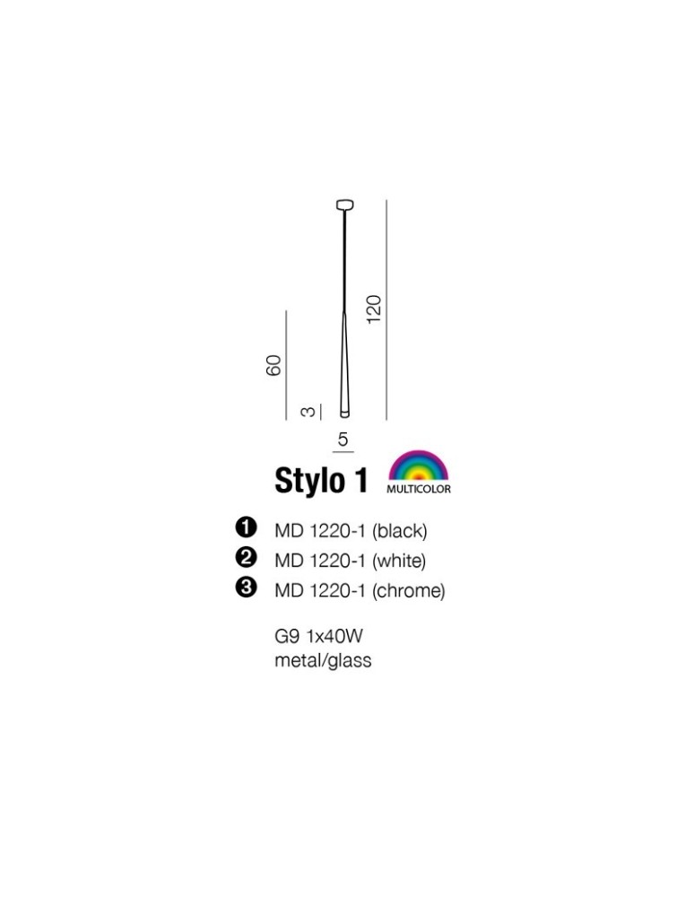 Azzardo STYLO 1 BLACK 1xG9 Wisząca Czarny AZ0116