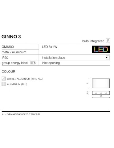 Azzardo GINNO 3 WHITE/ALU 6xLED Ścienna Aluminium AZ0763 - produkt 2