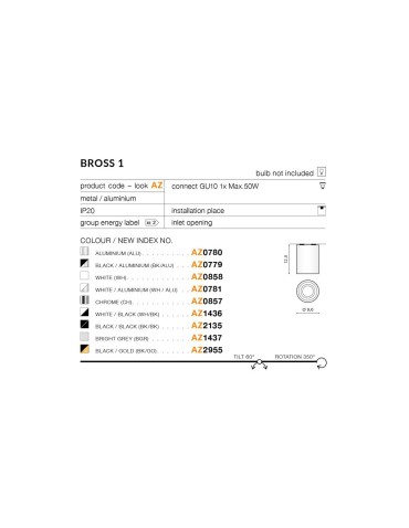 Azzardo BROSS 1 CHROME 1xGU10 Natynkowa Chrom AZ0857 - produkt 2