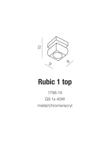 Azzardo RUBIC 1 TOP 1xG9 Sufitowa Przeźroczysty/Chrom AZ0489 - produkt 2