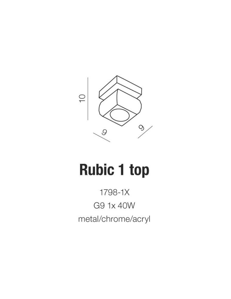 Lampy sufitowe - Azzardo RUBIC 1 TOP 1xG9 Sufitowa Przeźroczysty/Chrom AZ0489 - product kolory-swiatla.pl 2