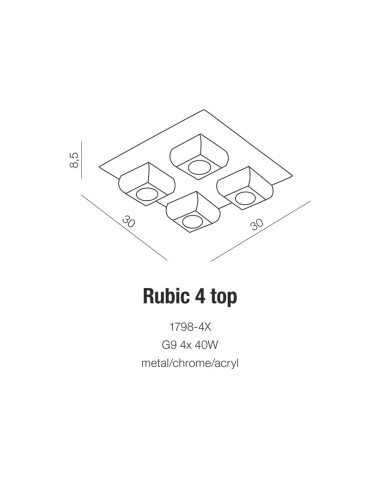Azzardo RUBIC 4 TOP 4xG9 Sufitowa Przeźroczysty/Chrom AZ0492 - product 2
