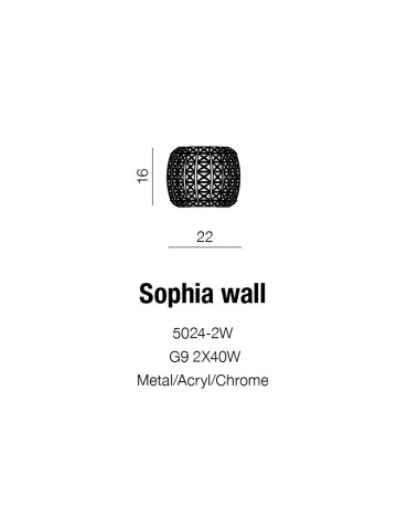 Azzardo SOPHIA WALL 2xG9 Ścienna Przeźroczysty/Kryształ AZ2520 - produkt 2