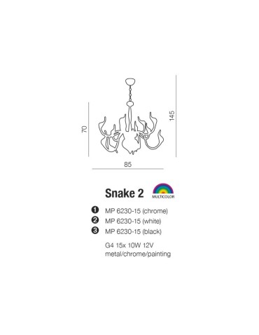 Azzardo SNAKE 2 BLACK 15xG4 Wisząca Czarny AZ1048 - produkt 2
