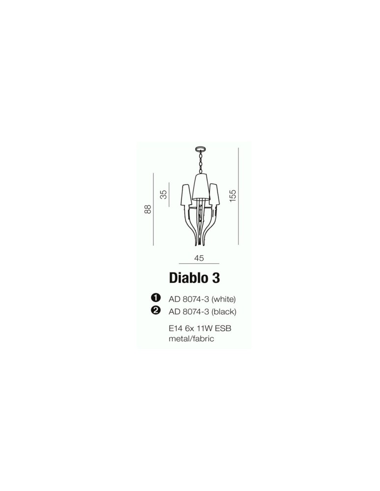 Lampy wiszące glamour - Azzardo DIABLO 3 BLACK 6xE14 Wisząca Czarny/Chrom AZ1345 - product kolory-swiatla.pl 2