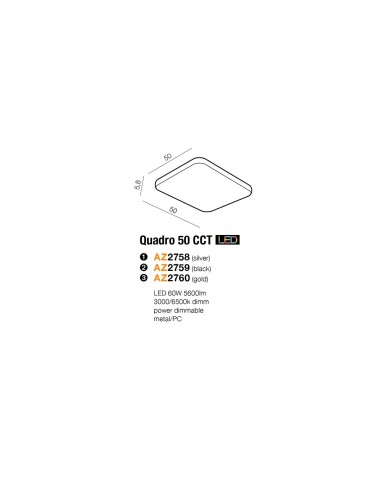 Azzardo QUADRO 50 LED CCT SILVER 1xLED Sufitowa Srebrny AZ2758 - produkt 2