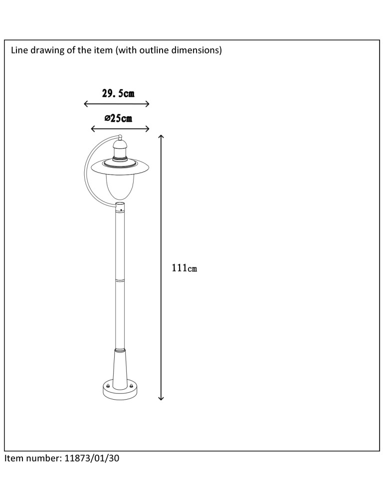 Lucide ARUBA IP44 1xE27 H110 D25 Czarny 11873/01/30 Latarnia