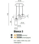 Lampy wiszące potrójne - Azzardo BLANCA 3 SMOKY 3xE14 Wisząca Dymiony AZ3336 - product 2