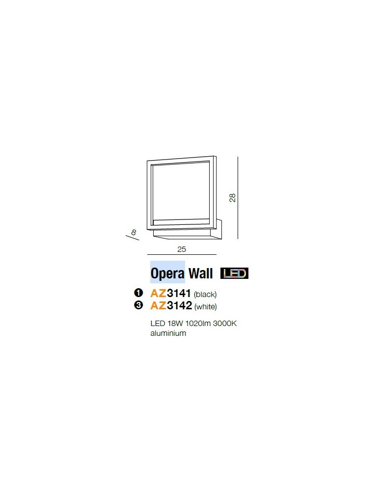 Kinkiety - Azzardo OPERA WALL BLACK 1xLED Ścienna Czarny AZ3141 - product kolory-swiatla.pl 2