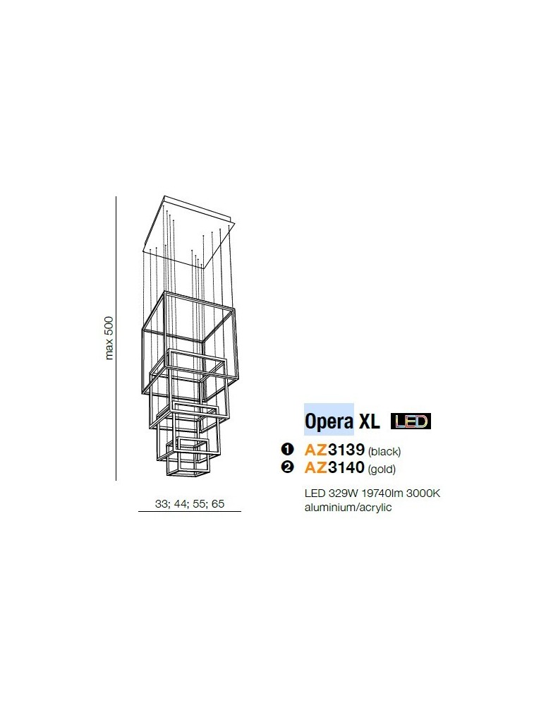 Azzardo OPERA XL GOLD 4xLED Wisząca Złoty AZ3140