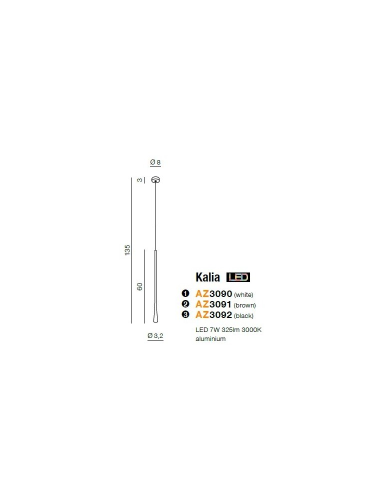 Azzardo KALIA BLACK 1xLED Wisząca Czarny AZ3092