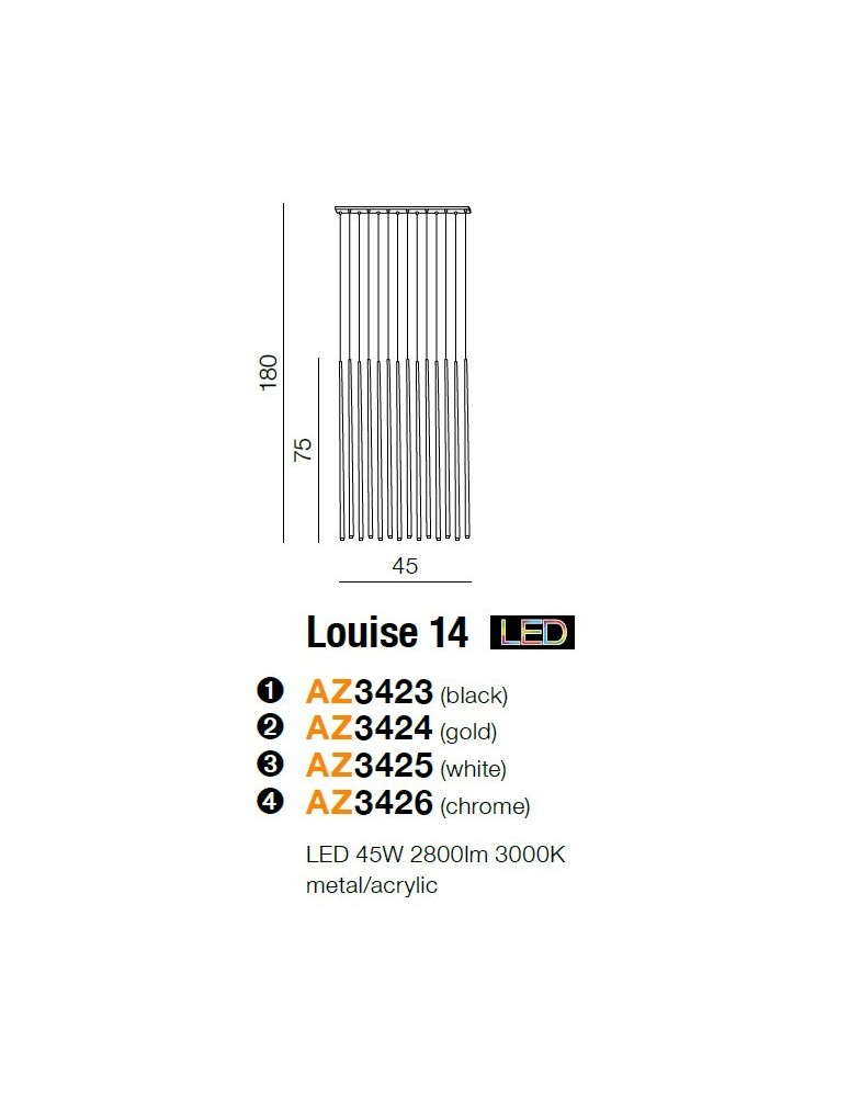 Lampy wiszące LED - Azzardo LOUISE 14 GO 14xLED Wisząca Złoty AZ3424 - product kolory-swiatla.pl 2