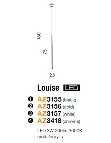 Azzardo LOUISE 1 WH 1xLED Wisząca Biały AZ3157 - produkt 2