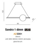 Lampy wiszące LED - Azzardo SANDRA 1 BLACK 1xLED Wisząca Czarny AZ3351 - product 3