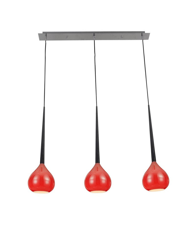 Lampy wiszące na listwie - Zuma Line LIBRA Czerwony MD2128B-3R Wisząca - produkt kolory-swiatla.pl 1